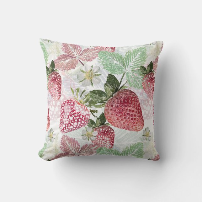 Strawberry, berry, red, fresh, ripe, sweet, food, throw pillow (Front)