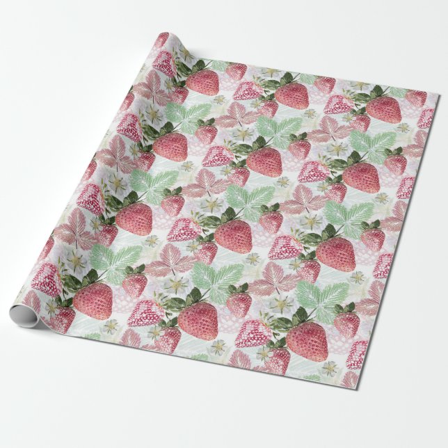 Strawberry, berry, red, fresh, ripe, sweet, food, wrapping paper (Unrolled)