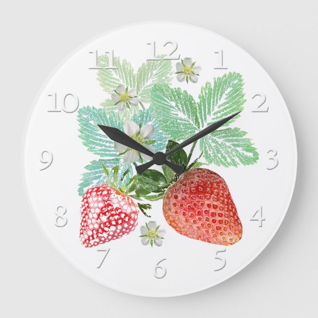 Strawberry, berry  red. large clock (Front)