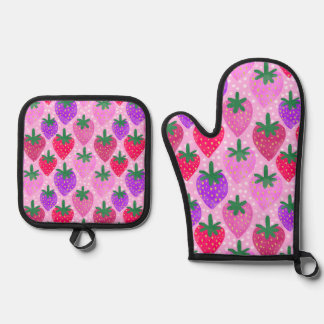 STRAWBERRY BERRY SPECIAL OVEN MIT MITT & POT HOLDER SET