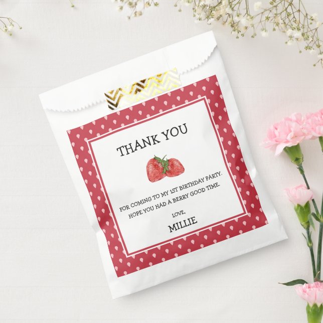 Strawberry Berry Sweet 1st Birthday Party Favor Ba Bag (Sealed)