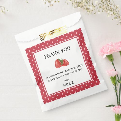 Strawberry Berry Sweet 1st Birthday Party Favor Ba Favor Bag