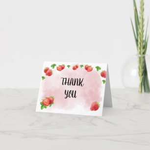 Strawberry Berry Sweet 1st Birthday Party Letterpress Thank You Card