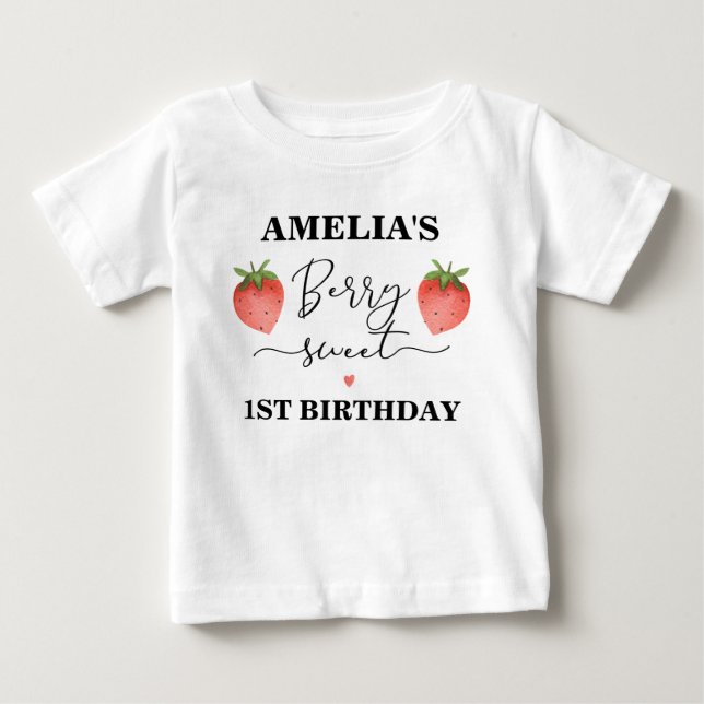Strawberry Berry sweet 1st birthday t-shirt (Front)