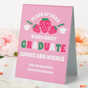 Strawberry Berry Sweet Advice & Wishes Graduation Table Tent