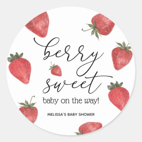Strawberry Berry Sweet Baby Favor Classic Round Sticker