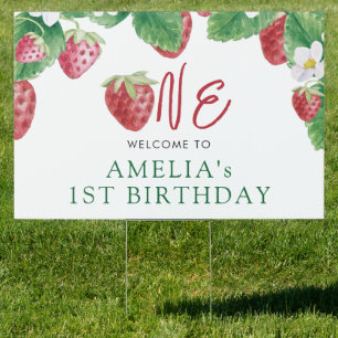 Strawberry Berry Sweet Baby First Birthday Sign
