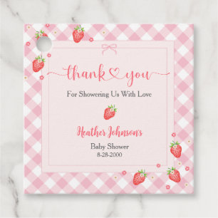 Strawberry Berry Sweet Baby Girl Baby Shower Favor Tags