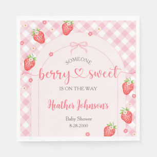 Strawberry Berry Sweet Baby Girl Baby Shower Napkins