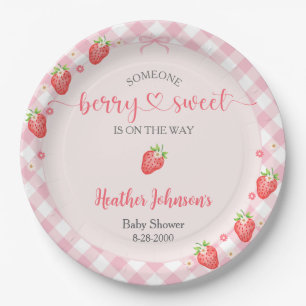 Strawberry Berry Sweet Baby Girl Baby Shower Paper Plates