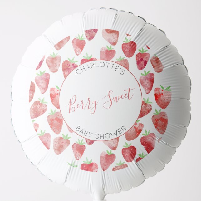 Strawberry Berry Sweet Baby Shower Balloon (Front)