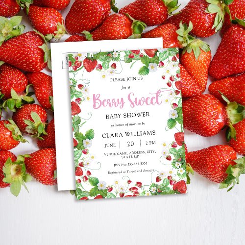 Strawberry Berry Sweet Baby Shower Budget Postcard