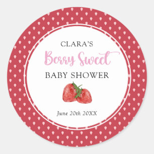 Strawberry Berry Sweet Baby Shower Classic Round S Classic Round Sticker