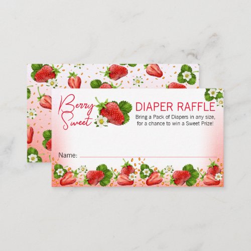 Strawberry Berry Sweet Baby Shower Diaper Raffle Business Card
