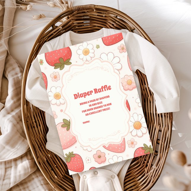 Strawberry Berry Sweet Baby Shower Diapper Raffle  Enclosure Card (Creator Uploaded)