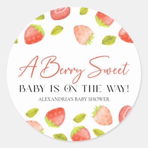 Strawberry Berry Sweet Baby Shower Favor Classic Round Sticker