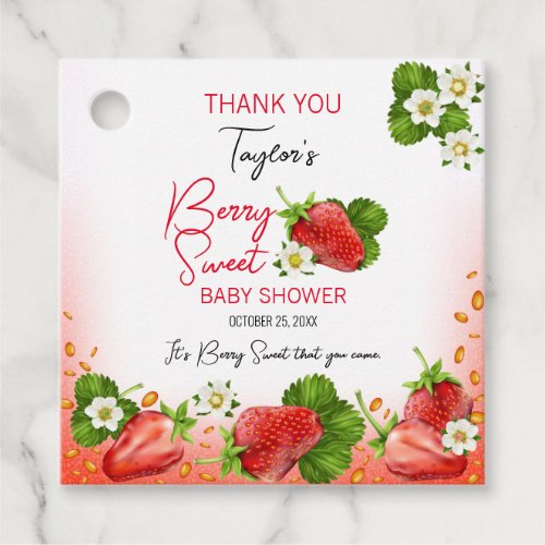 Strawberry Berry Sweet Baby Shower Favor Tags