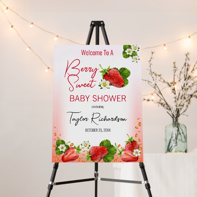Strawberry Berry Sweet Baby Shower Foam Board (In Situ (Stand))