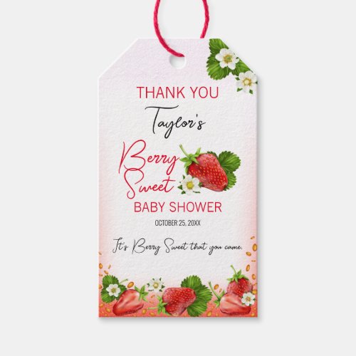 Strawberry Berry Sweet Baby Shower Gift Tags