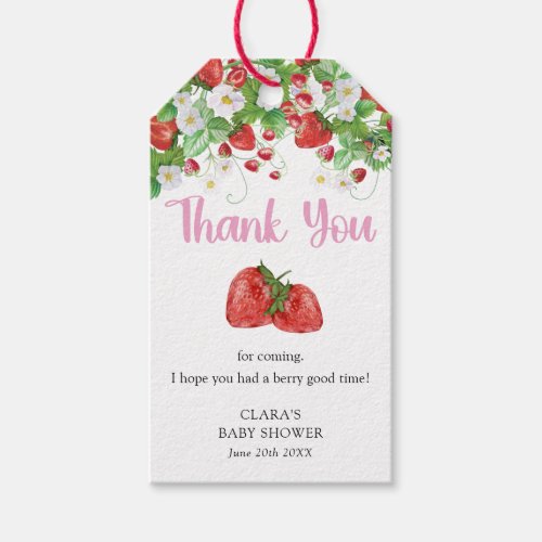 Strawberry Berry Sweet Baby Shower Gift Tags