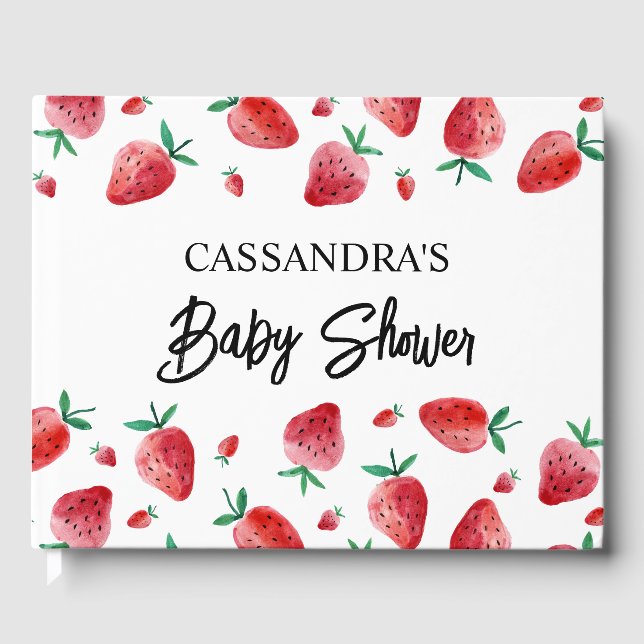Strawberry Berry Sweet Baby Shower Guest Book (Front)