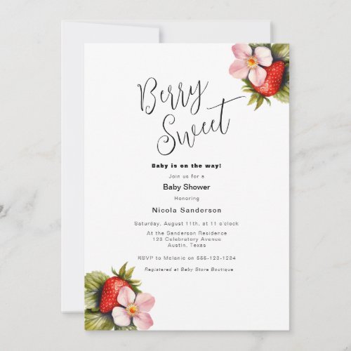 Strawberry Berry Sweet Baby Shower Invitation