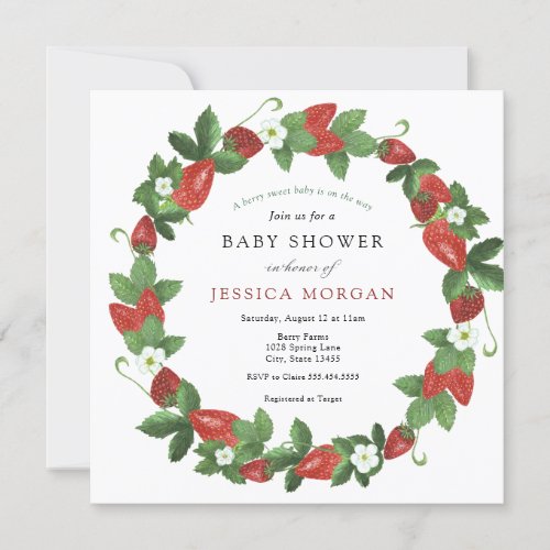 Strawberry Berry Sweet Baby Shower Invitation