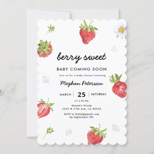 Strawberry Berry Sweet Baby Shower Invitation