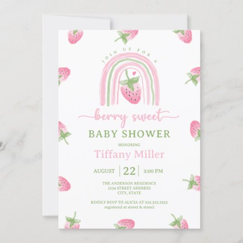 Strawberry Berry Sweet Baby Shower Invitation