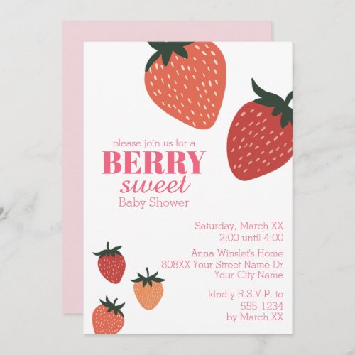 Strawberry Berry Sweet Baby Shower Invitation