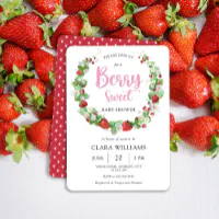 Strawberry baby shower berry sweet budget invite, Zazzle