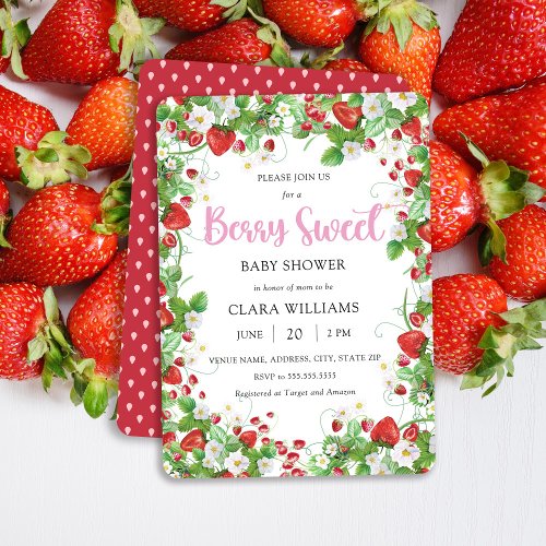 Strawberry Berry Sweet Baby Shower Invitation