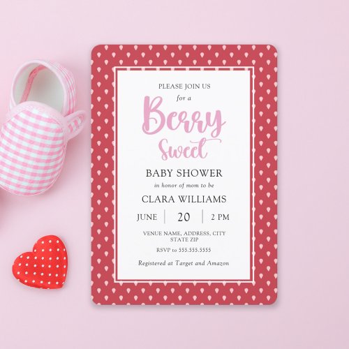 Strawberry Berry Sweet Baby Shower  Invitation