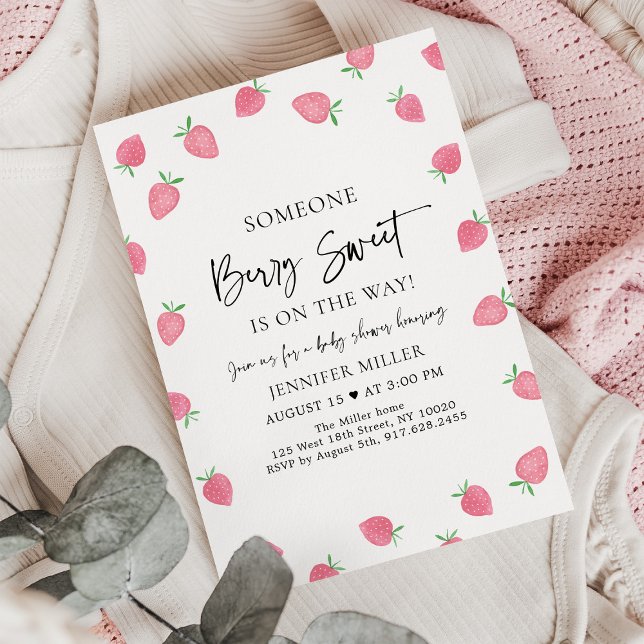 Strawberry Berry Sweet Baby Shower Invitation (Creator Uploaded)