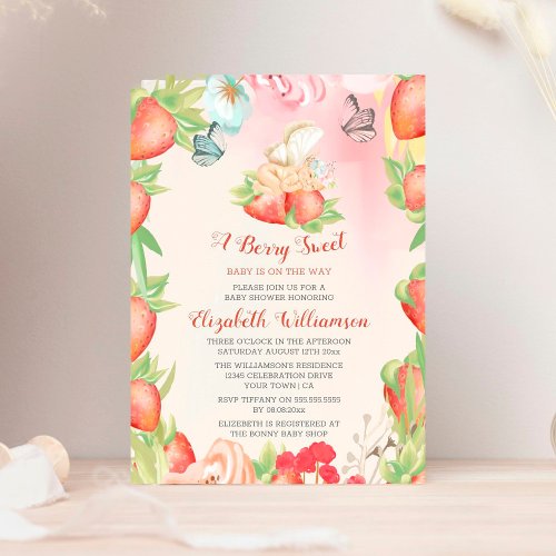 Strawberry Berry Sweet Baby Shower  Invitation