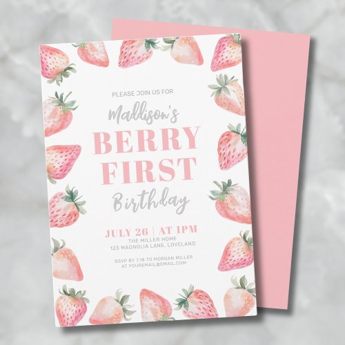 Strawberry Berry Sweet Baby Shower Invitation