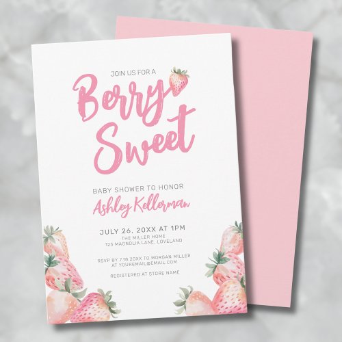 Strawberry Berry Sweet Baby Shower Invitation