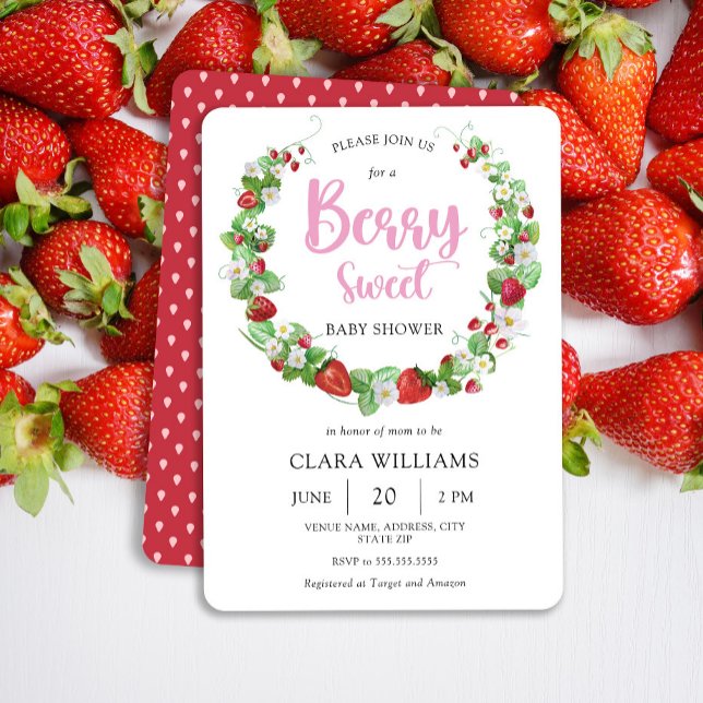 Strawberry Berry Sweet Baby Shower Invitation (Creator Uploaded)