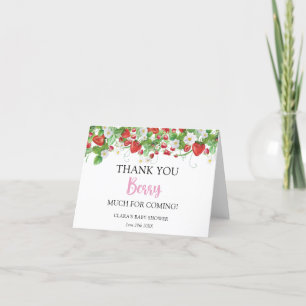 Strawberry Berry Sweet Baby Shower Letterpress Thank You Card