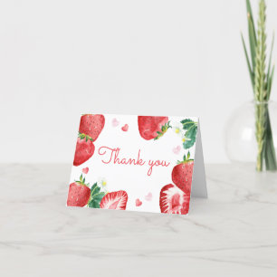 Strawberry Berry Sweet Baby Shower Letterpress Thank You Card