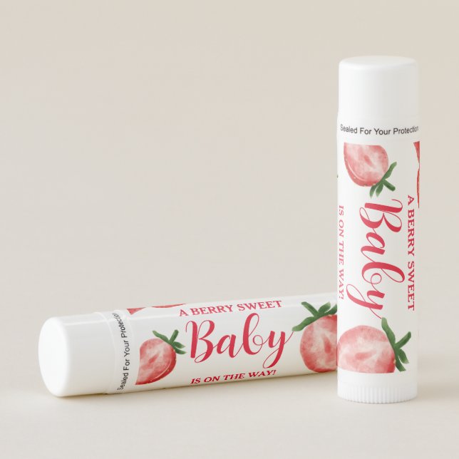 Strawberry Berry Sweet Baby shower  Lip Balm (Front)