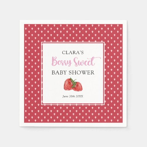 Strawberry Berry Sweet Baby Shower  Napkins