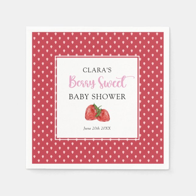 Strawberry Berry Sweet Baby Shower  Napkins (Front)