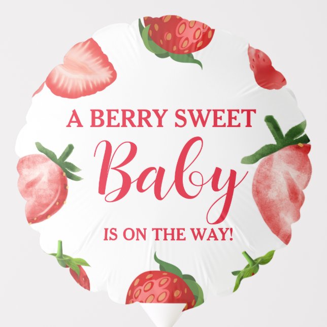 Strawberry Berry Sweet Baby shower On the way  Balloon (Front)