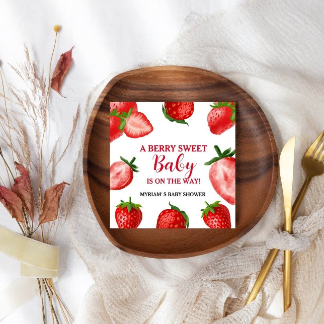 Strawberry Berry Sweet Baby shower On the way  Napkins (Creator Uploaded)