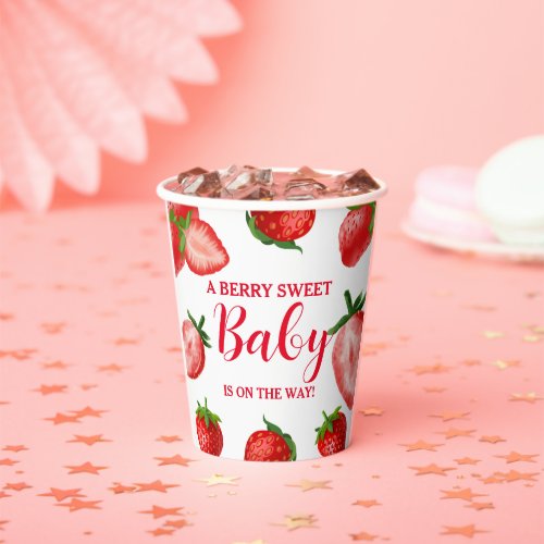 Strawberry Berry Sweet Baby shower On the way  Paper Cups