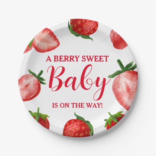 Strawberry Berry Sweet Baby shower On the way  Paper Plates