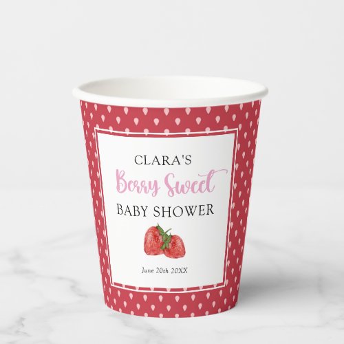 Strawberry Berry Sweet Baby Shower  Paper Cups