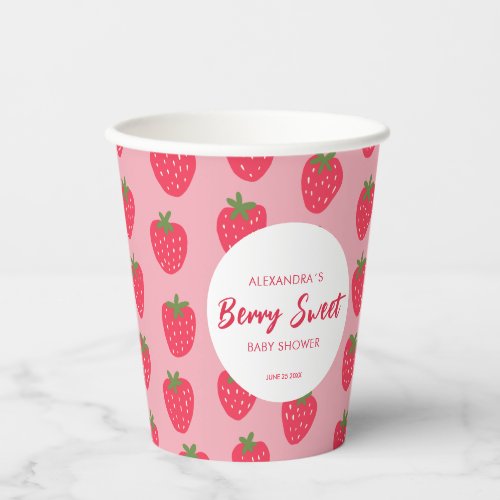 Strawberry Berry Sweet Baby Shower  Paper Cups