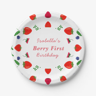 Strawberry berry sweet baby shower paper plates